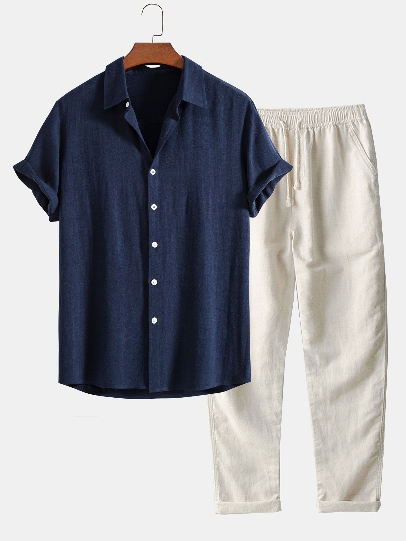Short-Sleeved Set | Relaxed Shirt and Cotton-Linen Pants