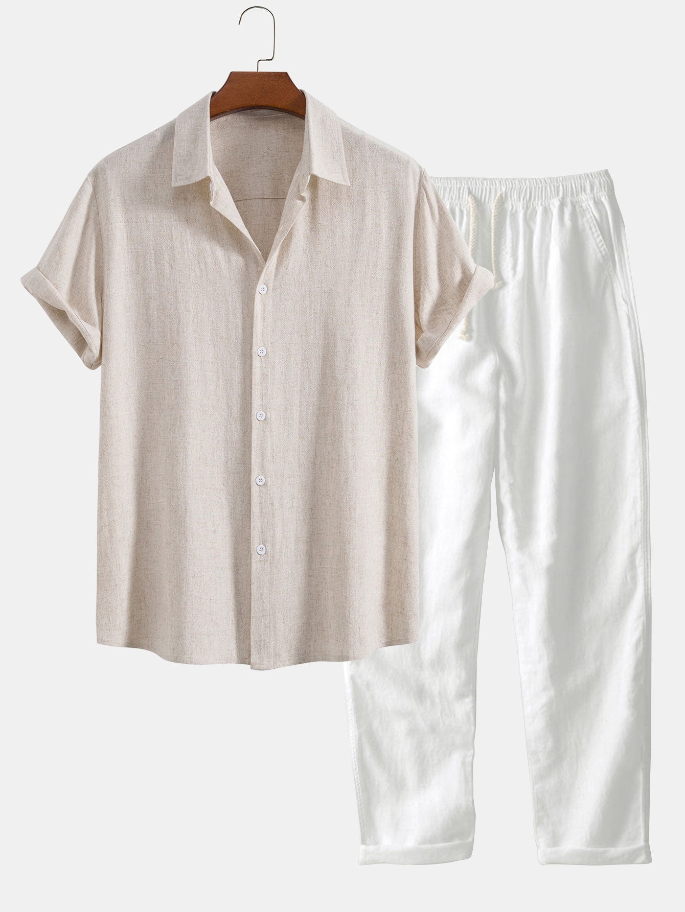 Short-Sleeved Set | Relaxed Shirt and Cotton-Linen Pants
