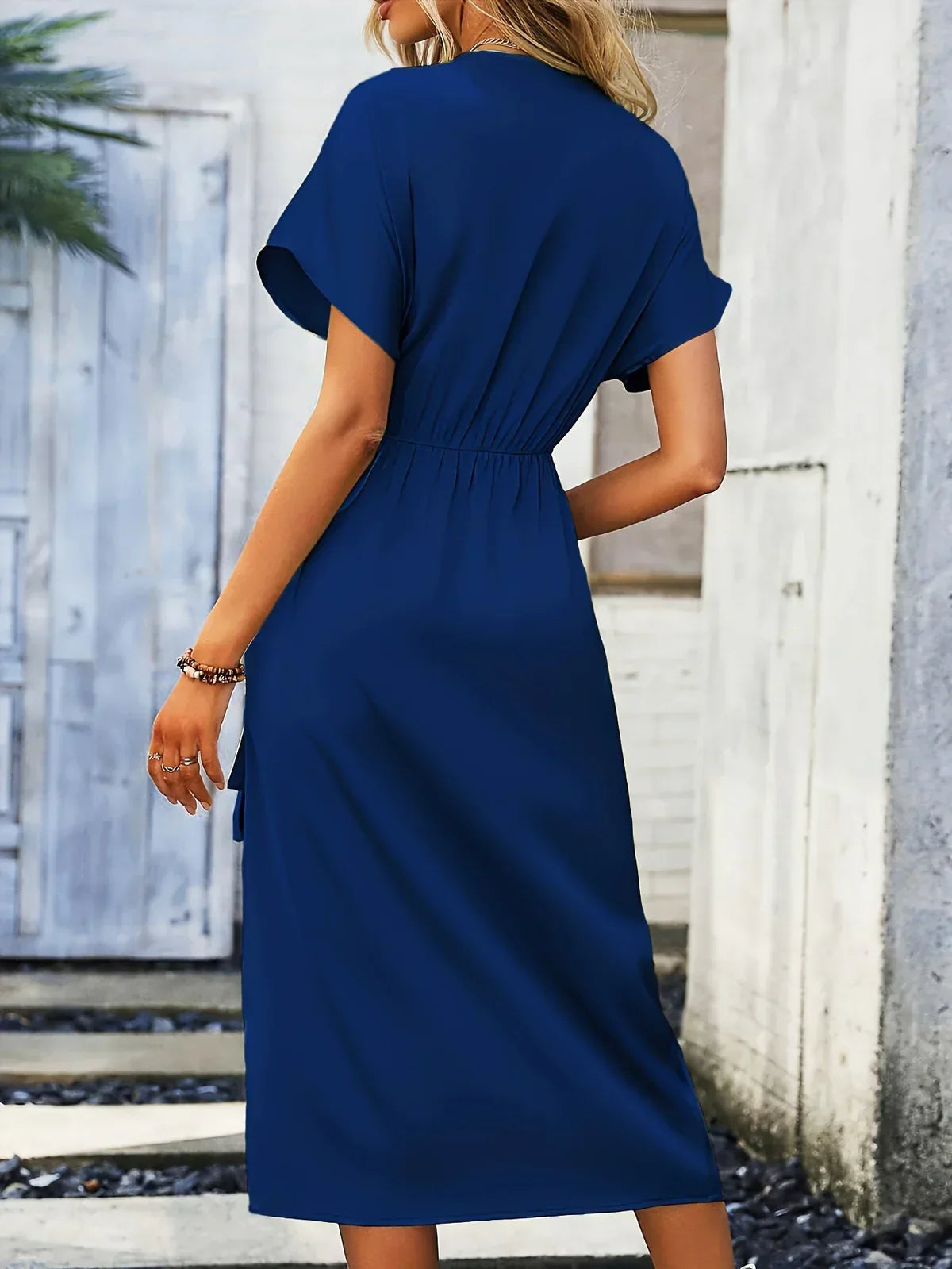 Dresses | Women’s Wrap V-Neck Slit Midi Dress