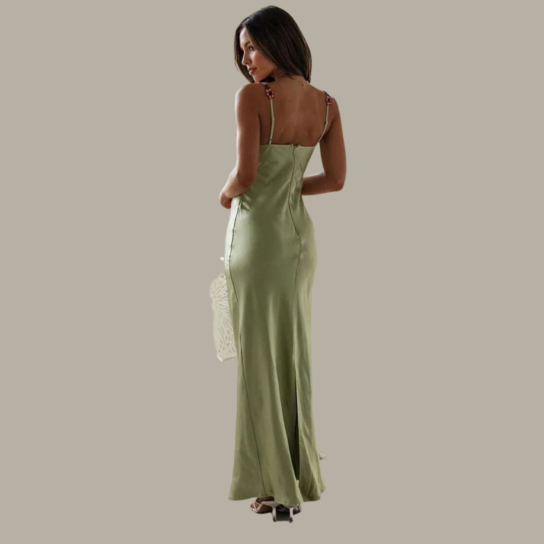 Dresses | Women’s Satin Floral Embroidered Slip Maxi Dress