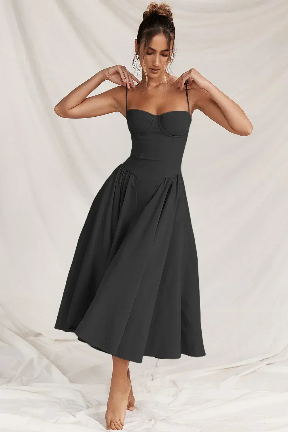 Dress | Strapless Sweetheart Neckline Midi Dress
