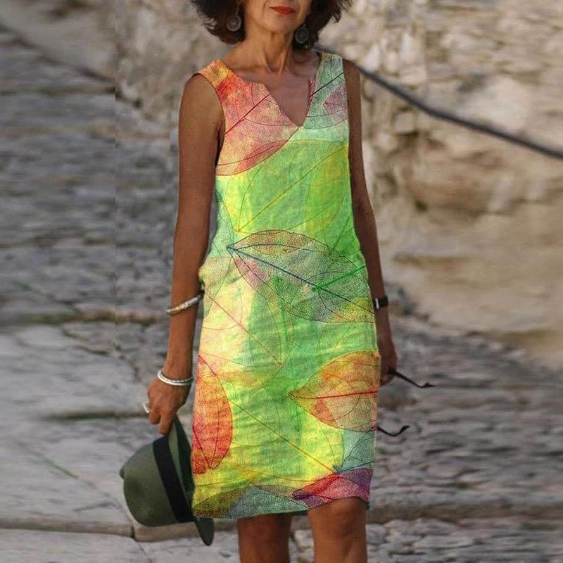 Dresses | Women’s Colorful Abstract Print Sleeveless Casual Dress