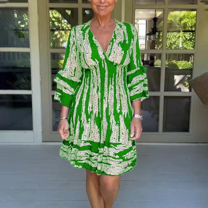 Dresses | Women’s Boho Tie-Dye Printed V-Neck Mini Dress
