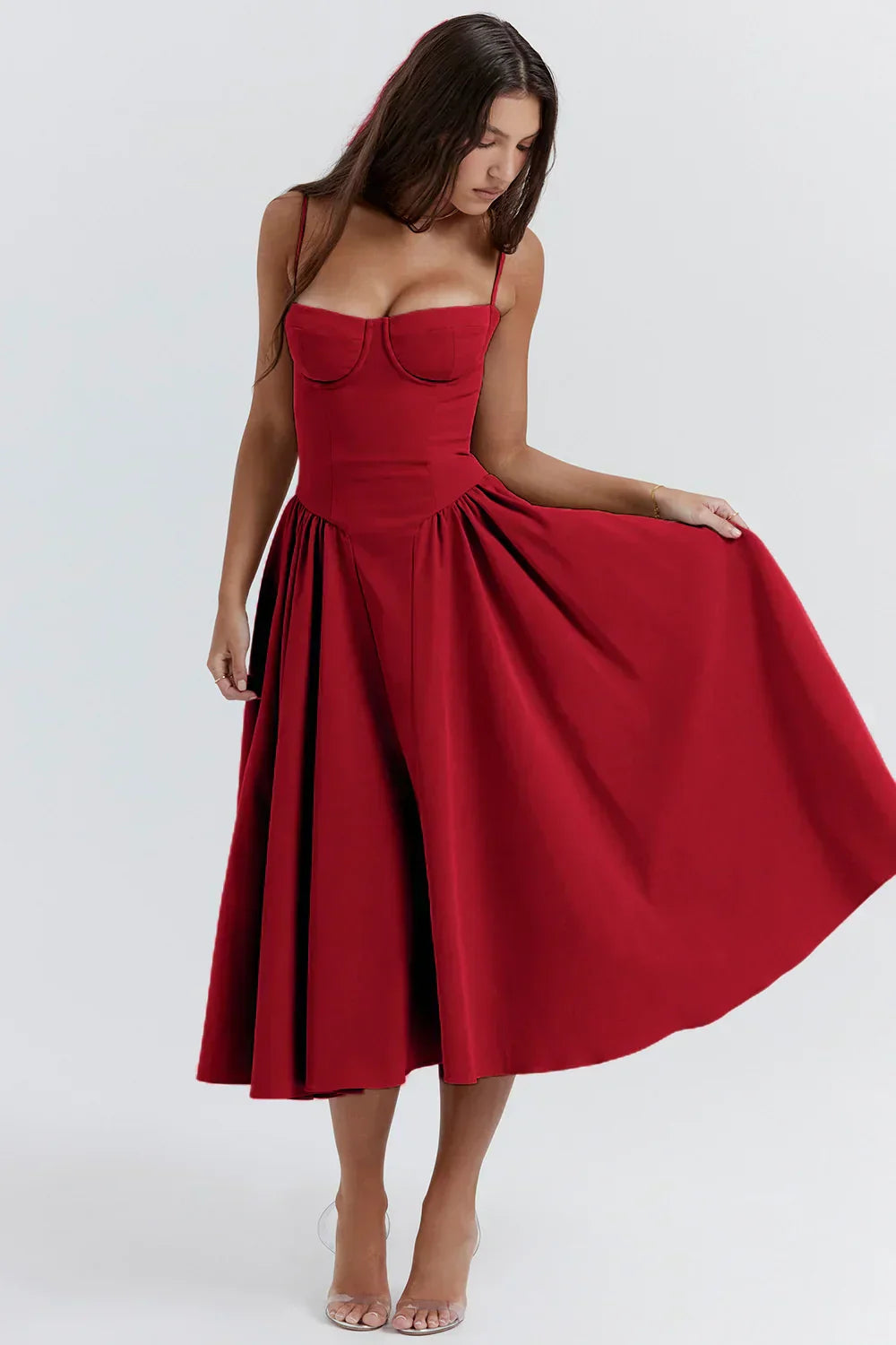 Dress | Strapless Sweetheart Neckline Midi Dress