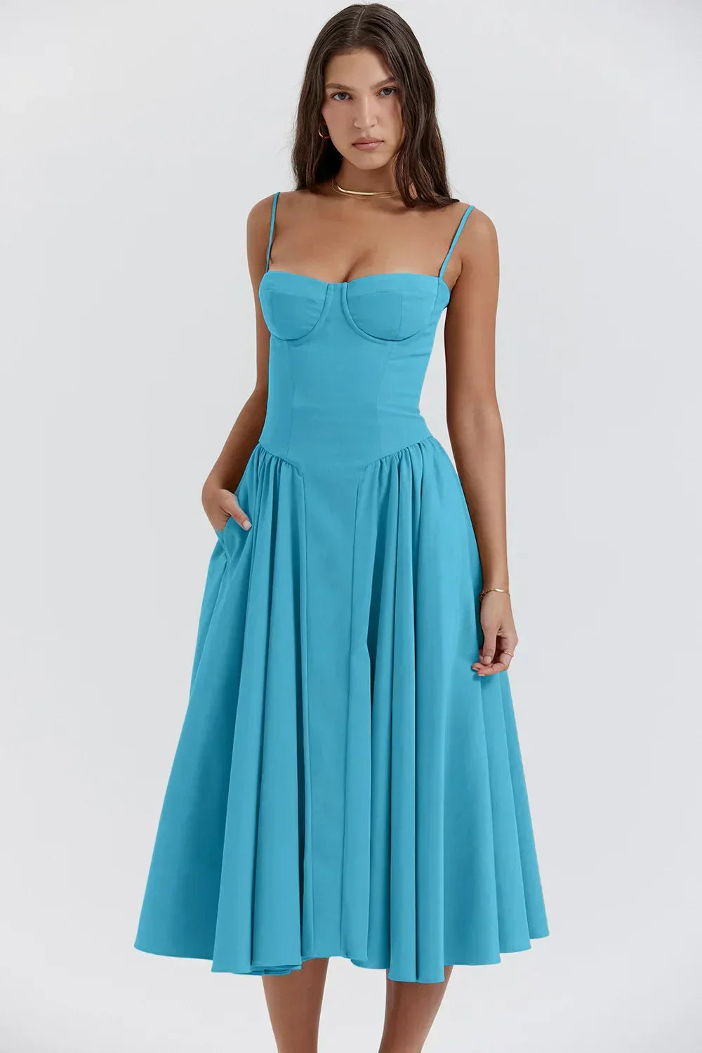 Dress | Strapless Sweetheart Neckline Midi Dress