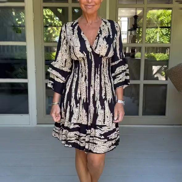 Dresses | Women’s Boho Tie-Dye Printed V-Neck Mini Dress