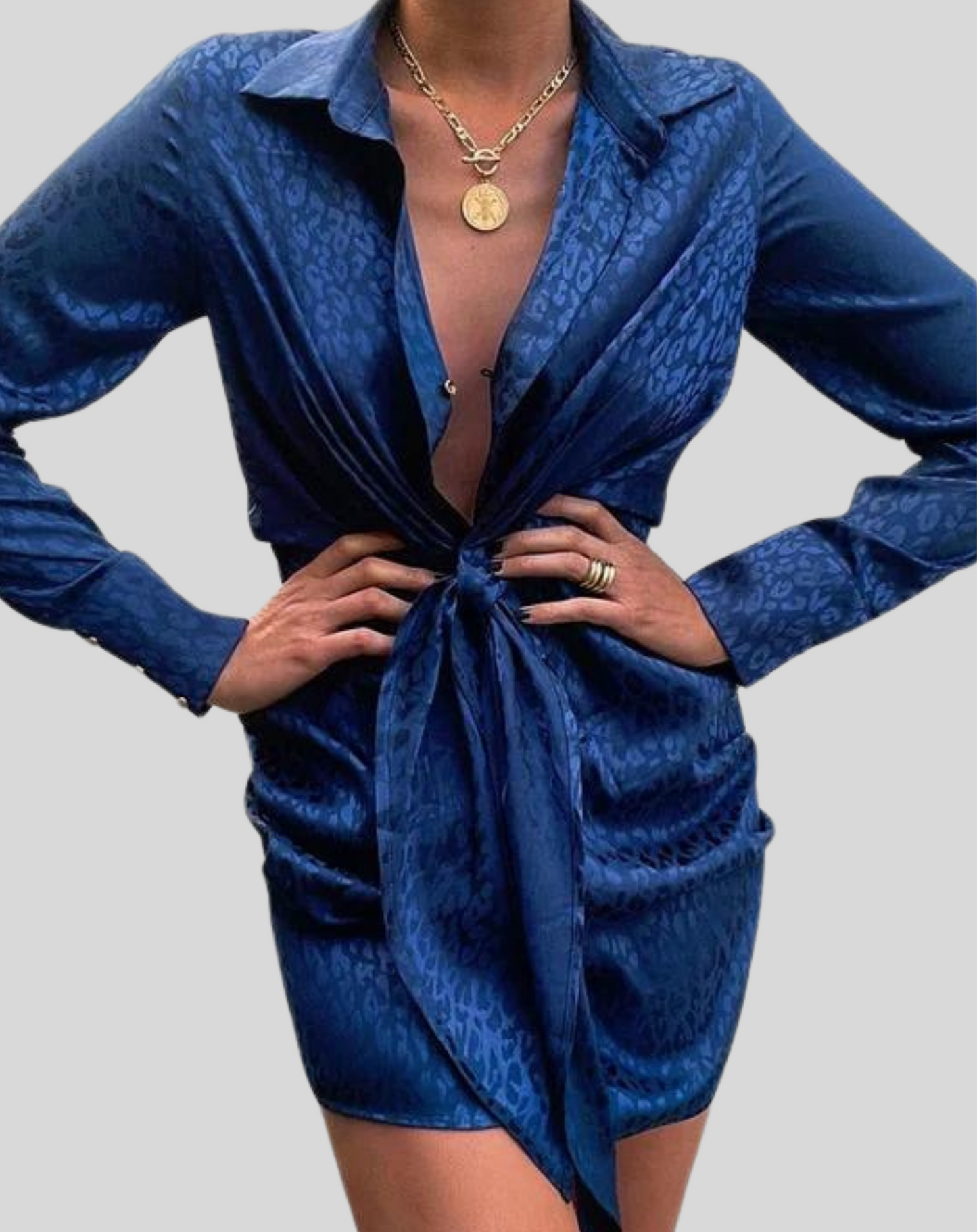 Dresses | Women’s Shimmer Ruched Front Tie Shirt Mini Dress
