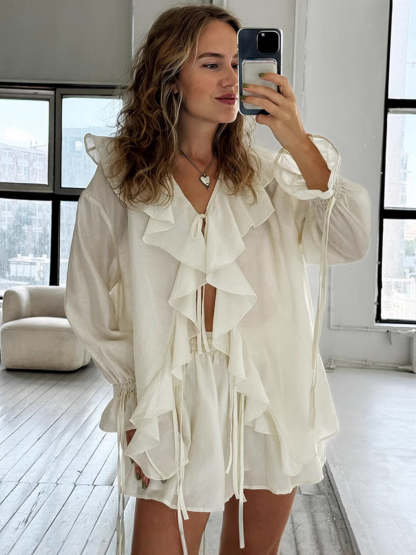 Tops | Women’s Ruffle Front Long Sleeve Casual Blouse