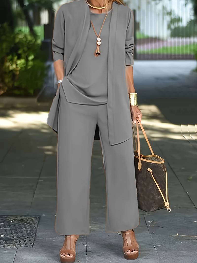 Sets | Women’s Solid Color Relaxed Fit Two-Piece Pant Set
