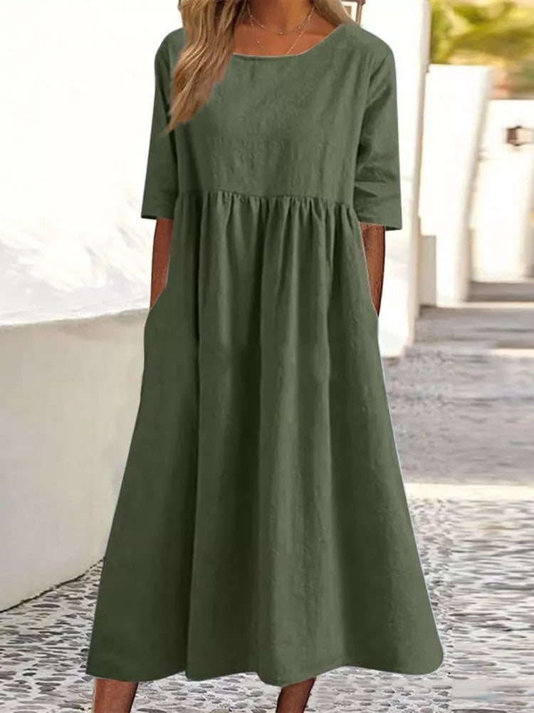 Dresses | Women’s Casual Empire Waist Midi Dress with Half Sleeves