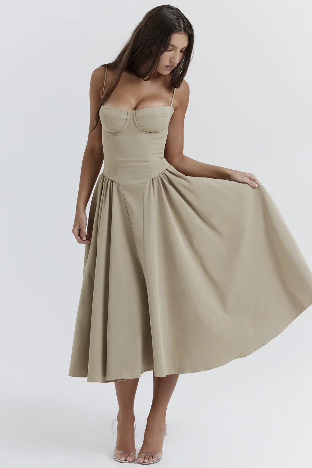 Dress | Strapless Sweetheart Neckline Midi Dress