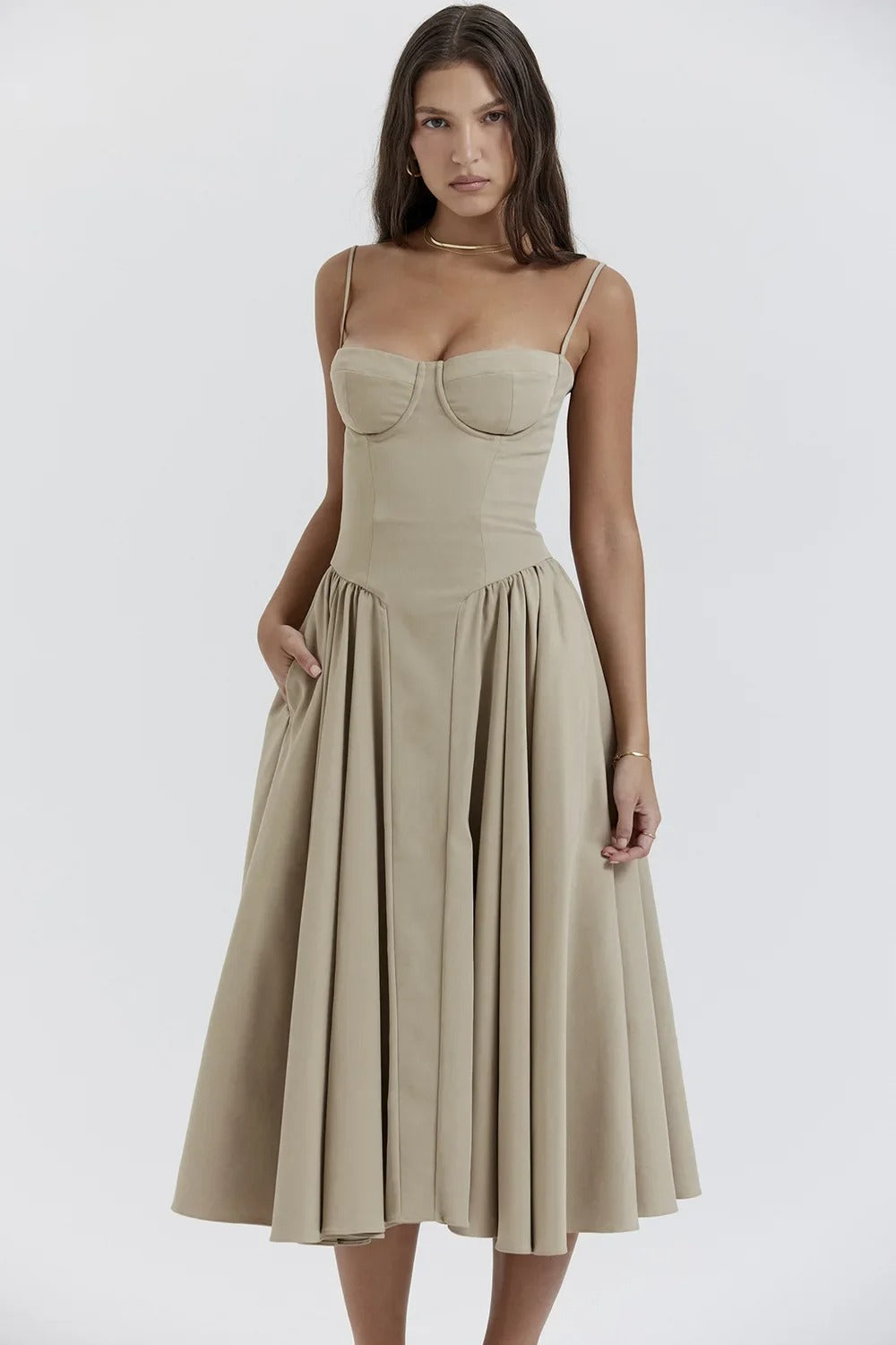 Dress | Strapless Sweetheart Neckline Midi Dress