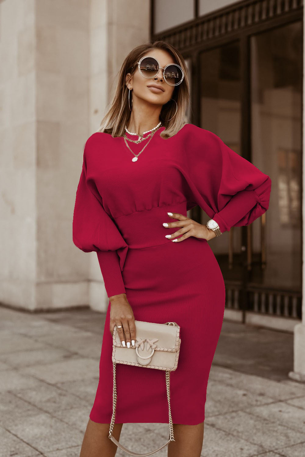 Dresses | Women’s Elegant Belted Pencil Midi Dress