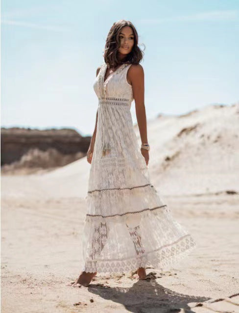 Dresses | Women’s Lace Bohemian Backless Maxi Dress