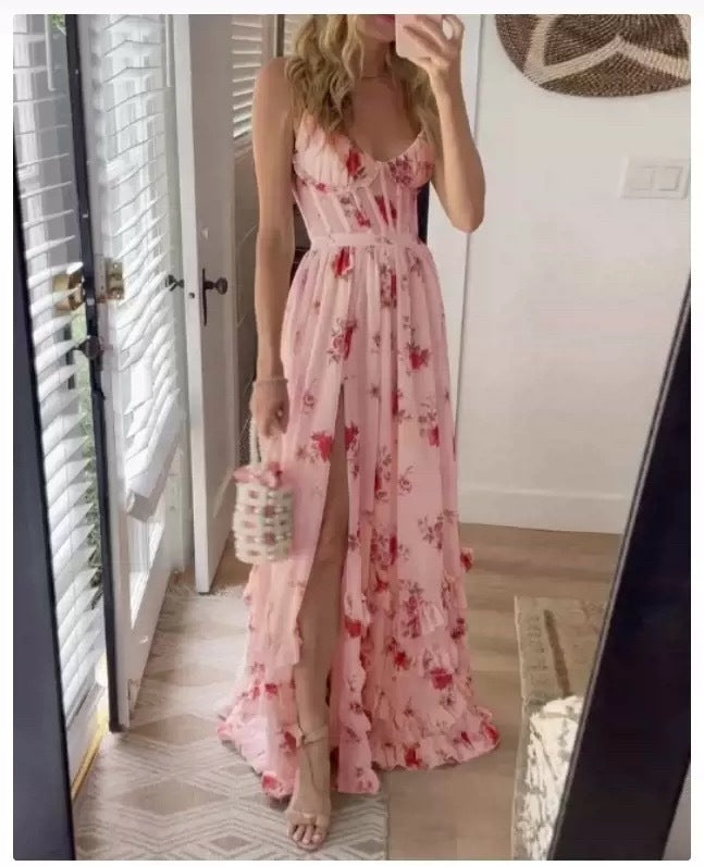 Dresses | Women’s Sleeveless Floral Maxi Dress with Slit