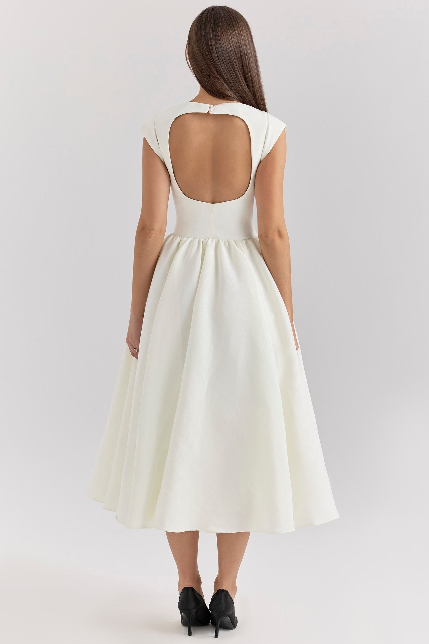 Dresses | Women’s Elegant Structured A-Line Open Back Midi Dress