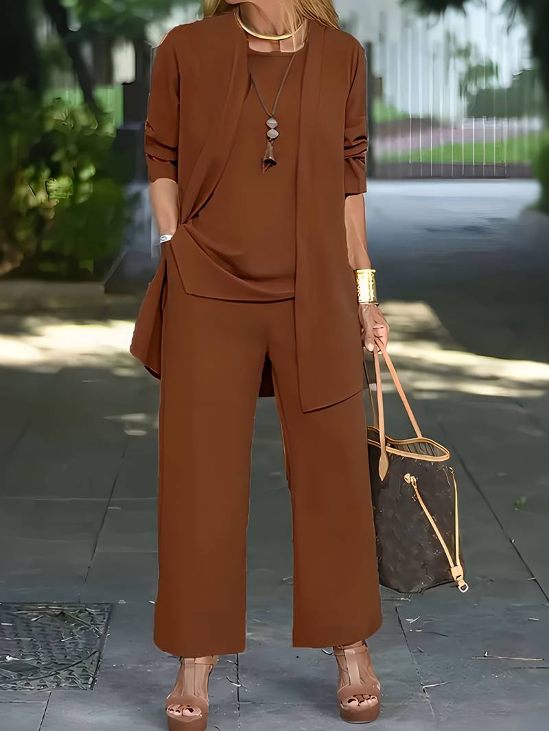 Sets | Women’s Solid Color Relaxed Fit Two-Piece Pant Set