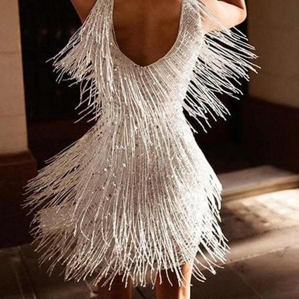 Dress | V-Neck Fringe Mini Party Dress