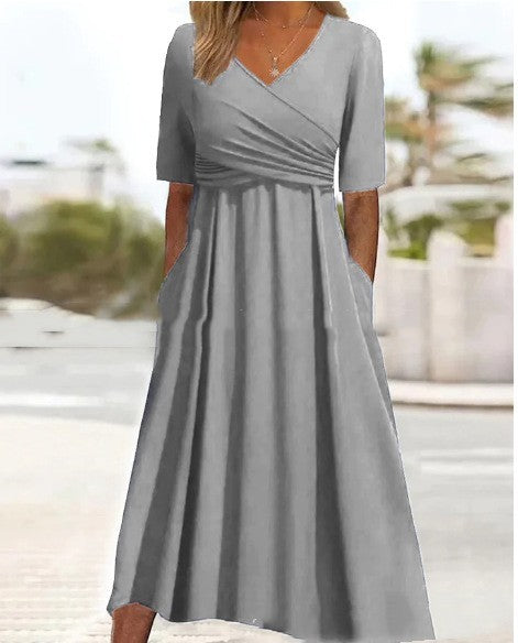 Dresses | Women’s Half Sleeve A-Line Maxi Dress with Wrap V-Neck