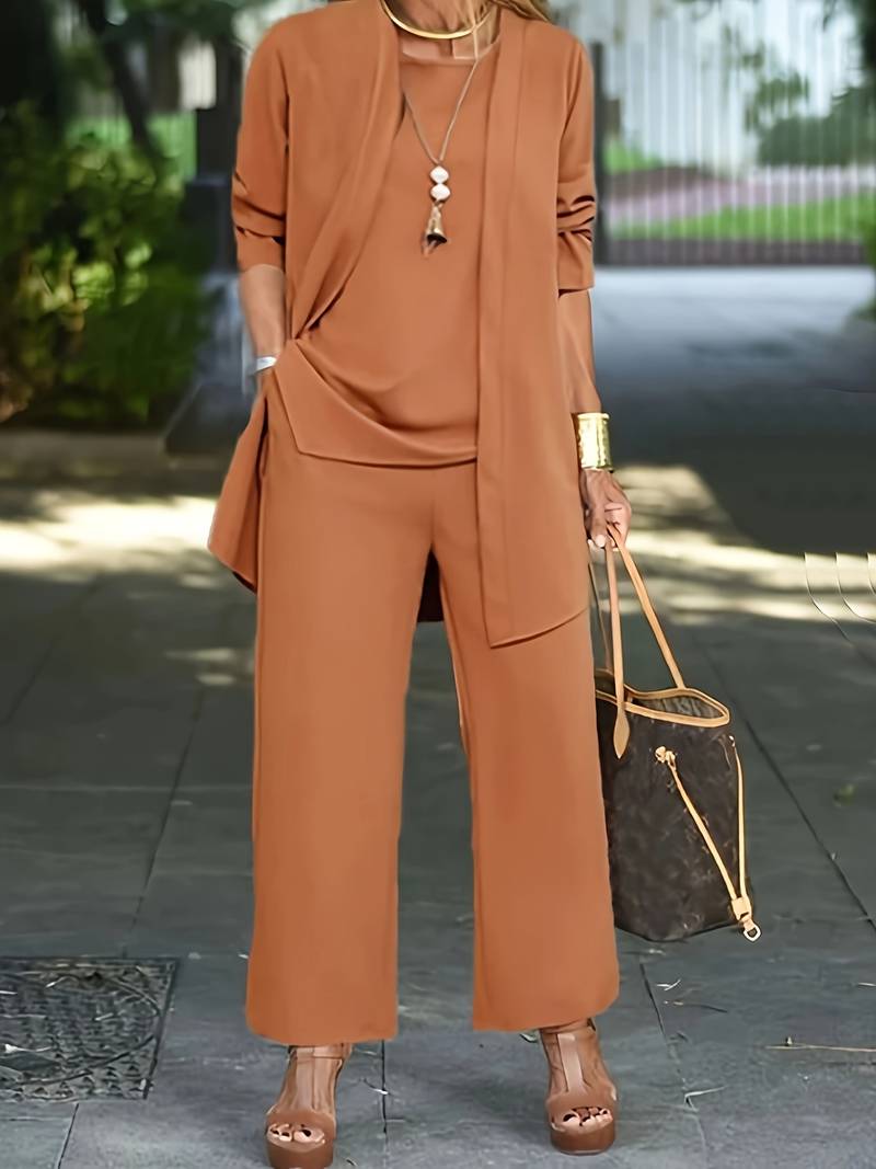 Sets | Women’s Solid Color Relaxed Fit Two-Piece Pant Set