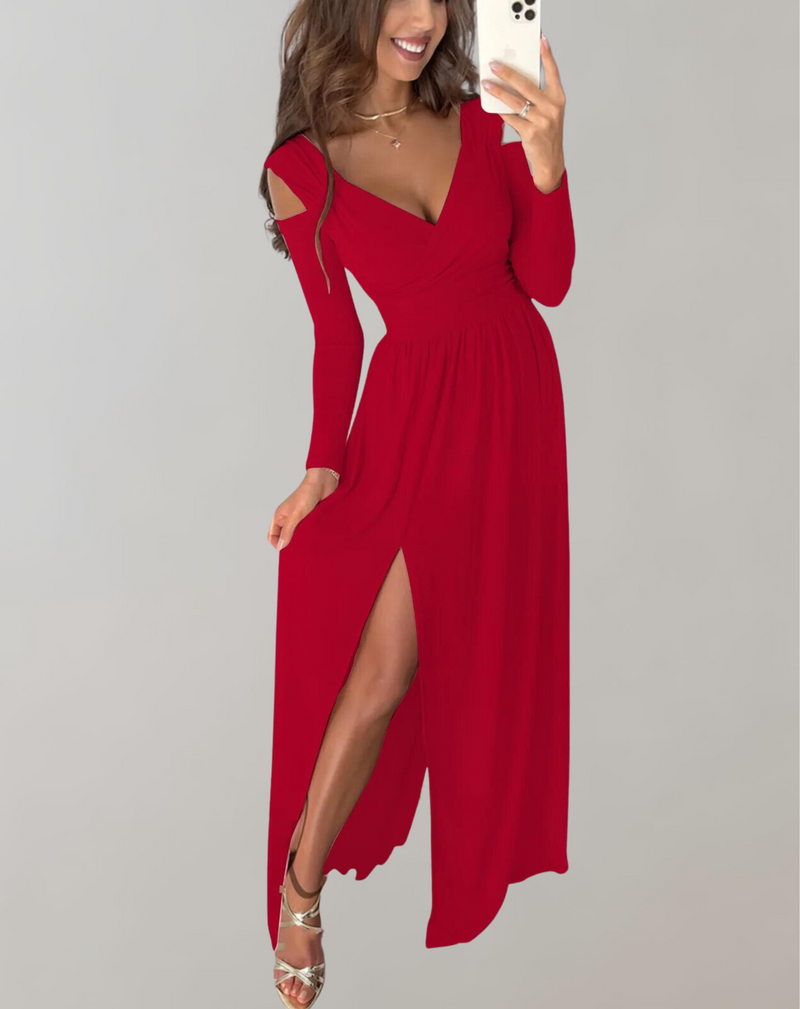 Dresses | Women’s Wrap V-Neck Split Maxi Dress