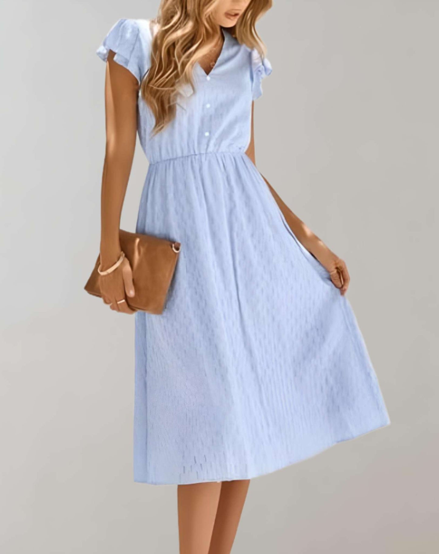 Dresses | Women’s Flutter Sleeve V-Neck Midi Dress