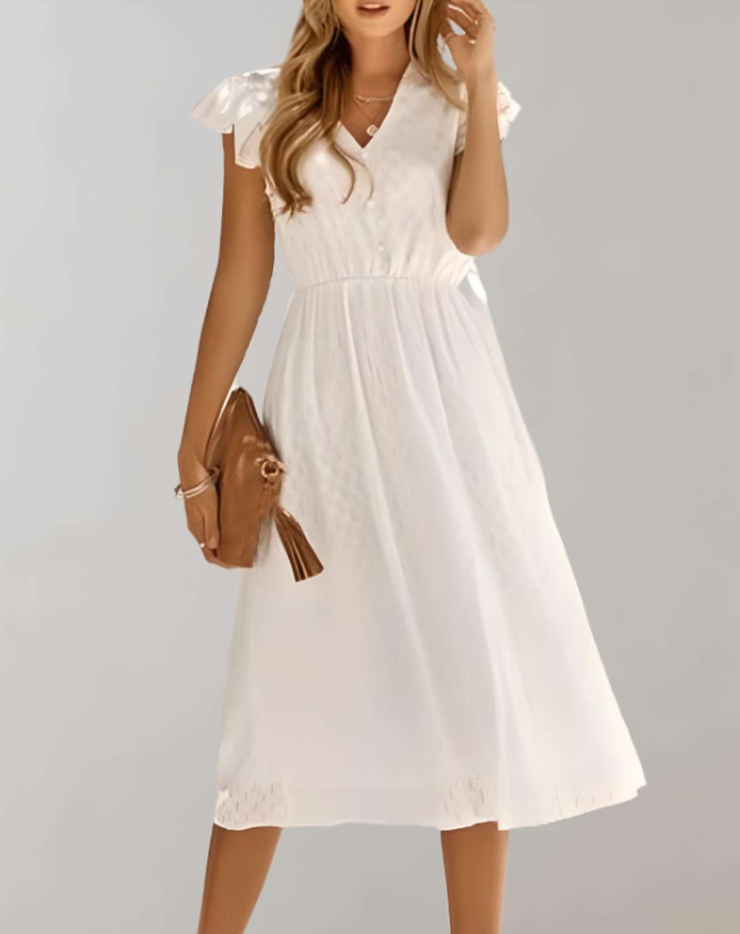 Dresses | Women’s Flutter Sleeve V-Neck Midi Dress