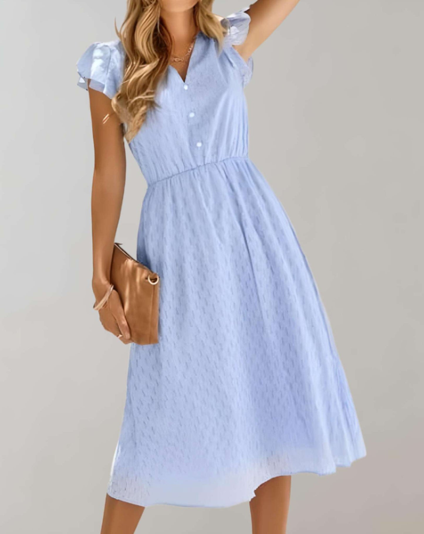 Dresses | Women’s Flutter Sleeve V-Neck Midi Dress