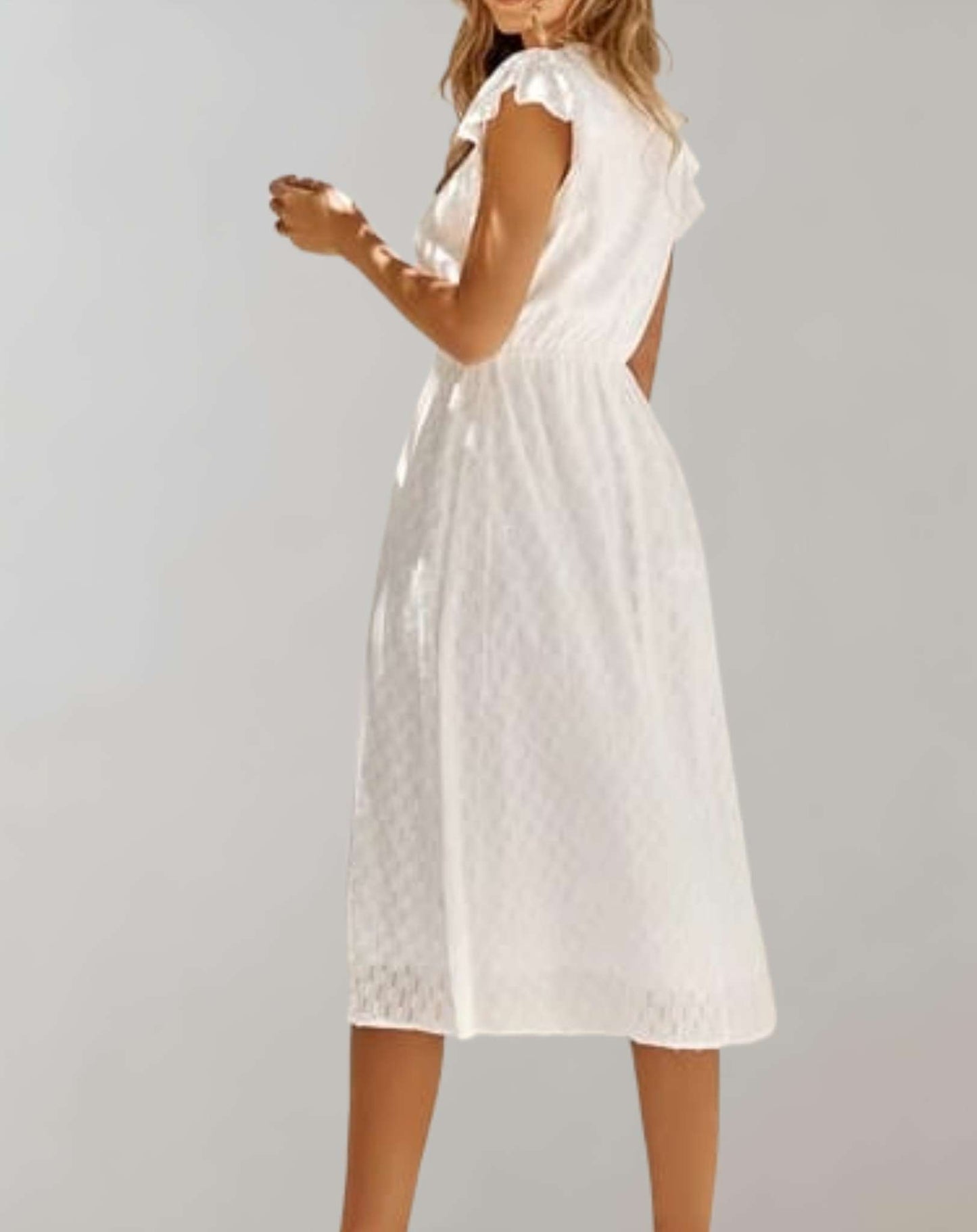 Dresses | Women’s Flutter Sleeve V-Neck Midi Dress