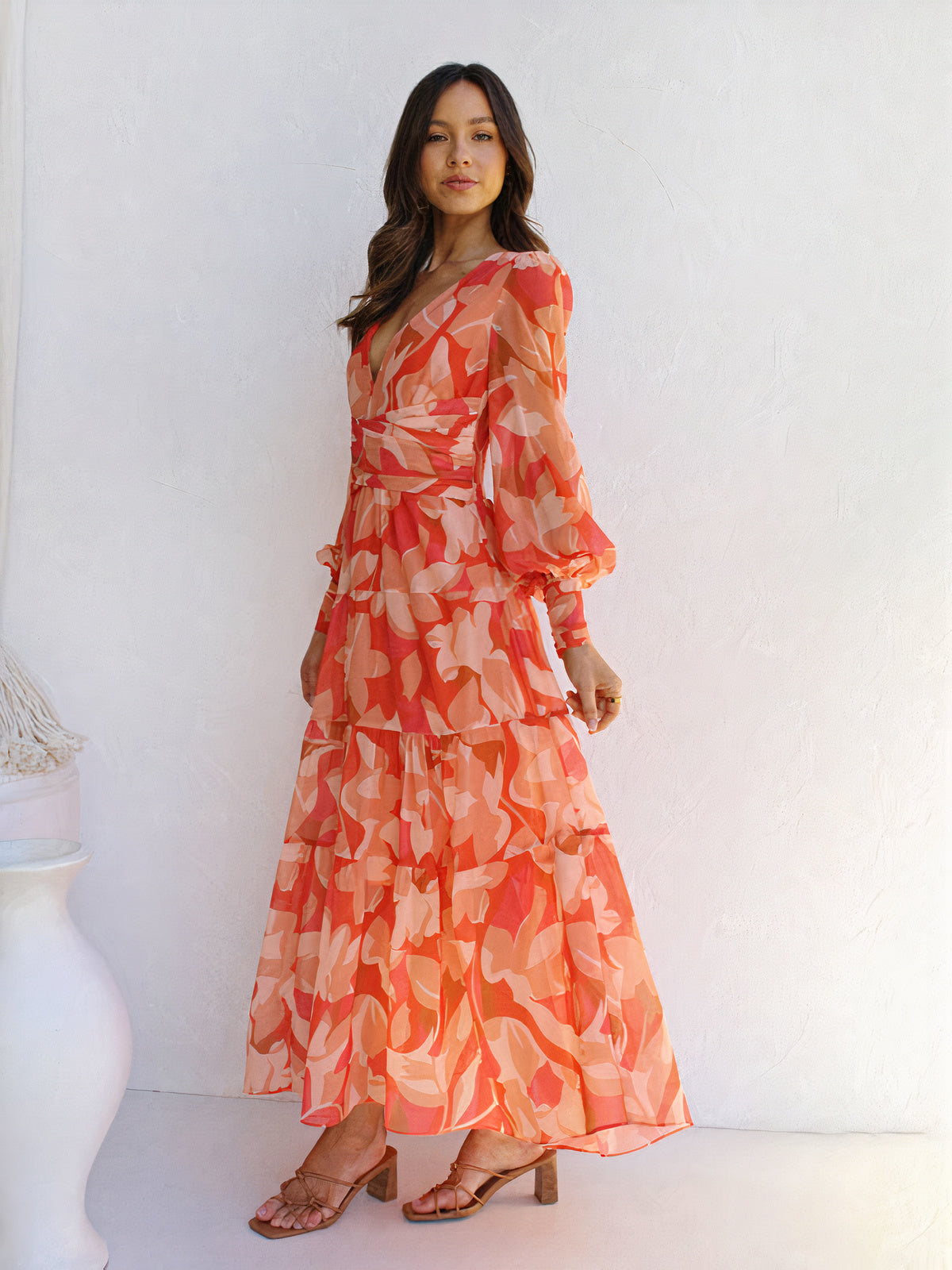 Dresses | Women’s Floral Chiffon Long Sleeve Maxi Dress