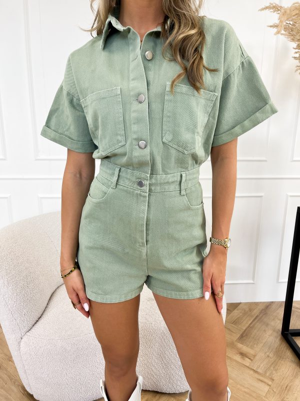 Rompers | Women’s Casual Button-Front Short Sleeve Romper