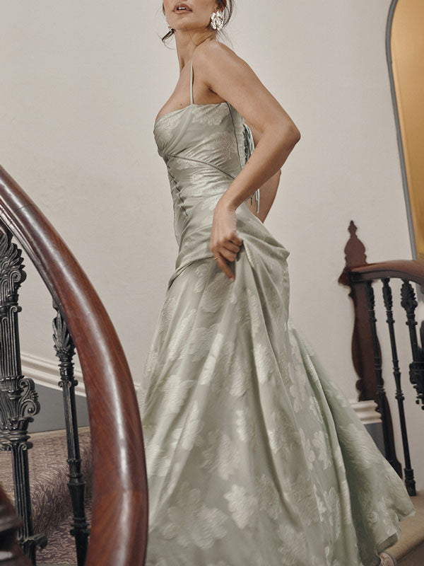 Dresses | Women’s Strapless Floral Jacquard Satin Gown