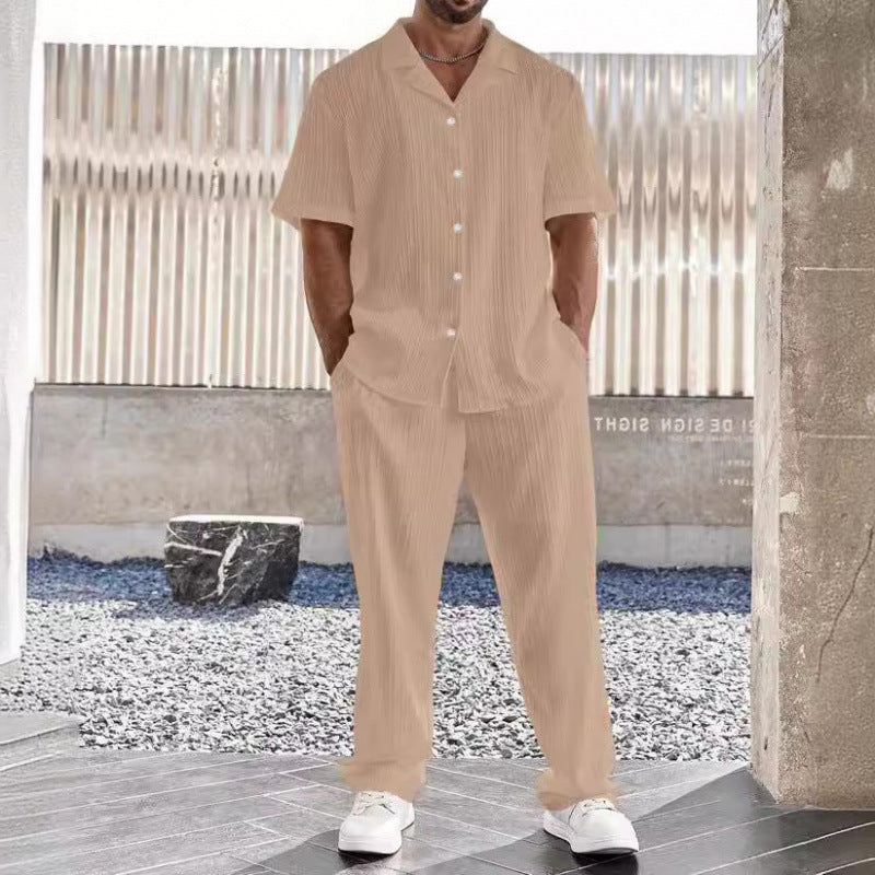 Sets | Men’s Lightweight Button-Up Shirt and Straight-Leg Trousers