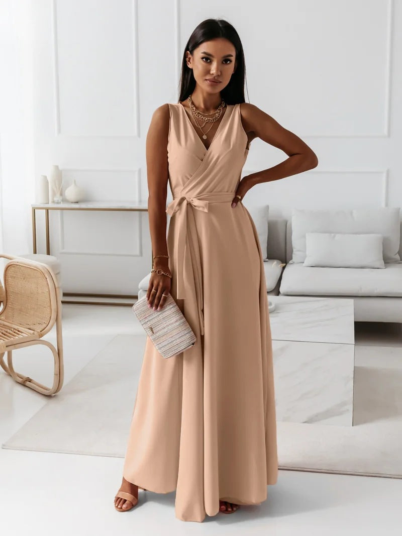 Women | Sleeveless Deep V-Neck Evening Gown