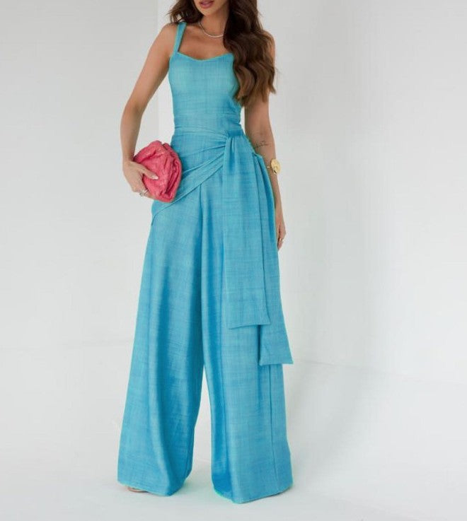 Jumpsuits | Women’s Wide-Leg Sleeveless Jumpsuit with Flowing Overlay