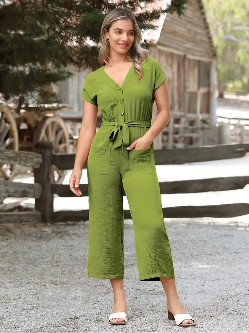 Jumpsuits | Women’s Lightweight Cotton Blend Cropped Jumpsuit