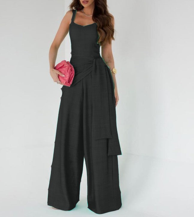 Jumpsuits | Women’s Wide-Leg Sleeveless Jumpsuit with Flowing Overlay