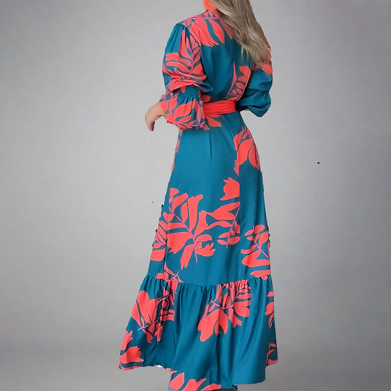 Dress | V-Neck Maxi Dress with Bold Print