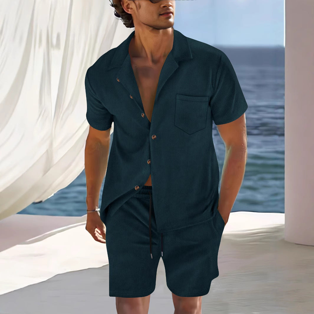 Sets | Men’s Short Sleeve Button-Up Shirt and Shorts Two-Piece Set