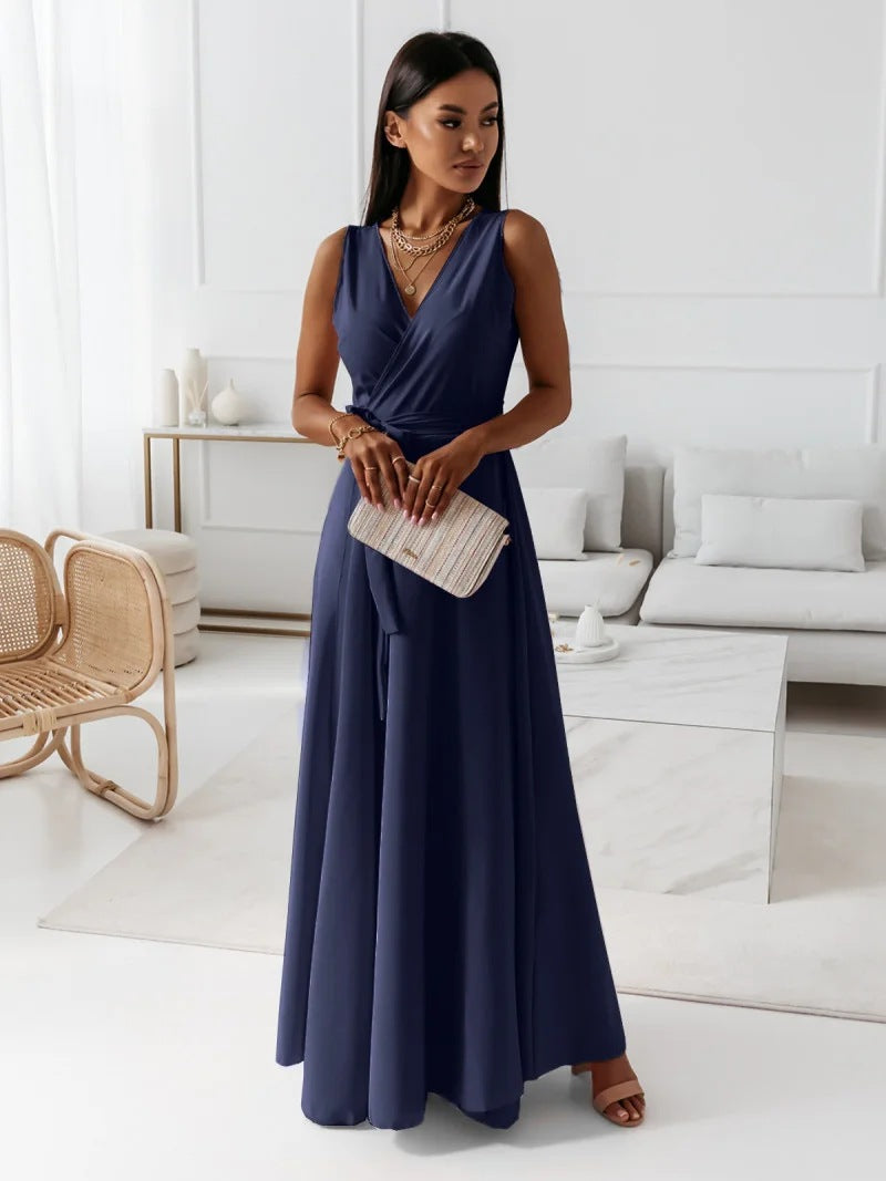 Women | Sleeveless Deep V-Neck Evening Gown