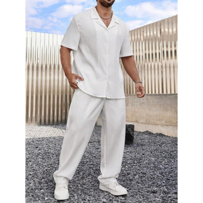 Sets | Men’s Lightweight Button-Up Shirt and Straight-Leg Trousers
