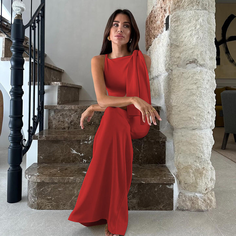 Dresses | Women’s One-Shoulder Slim Fit Satin Feel Floor-Length Evening Dress