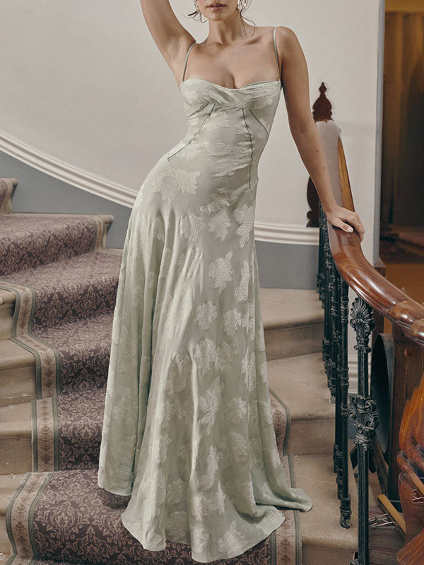 Dresses | Women’s Strapless Floral Jacquard Satin Gown