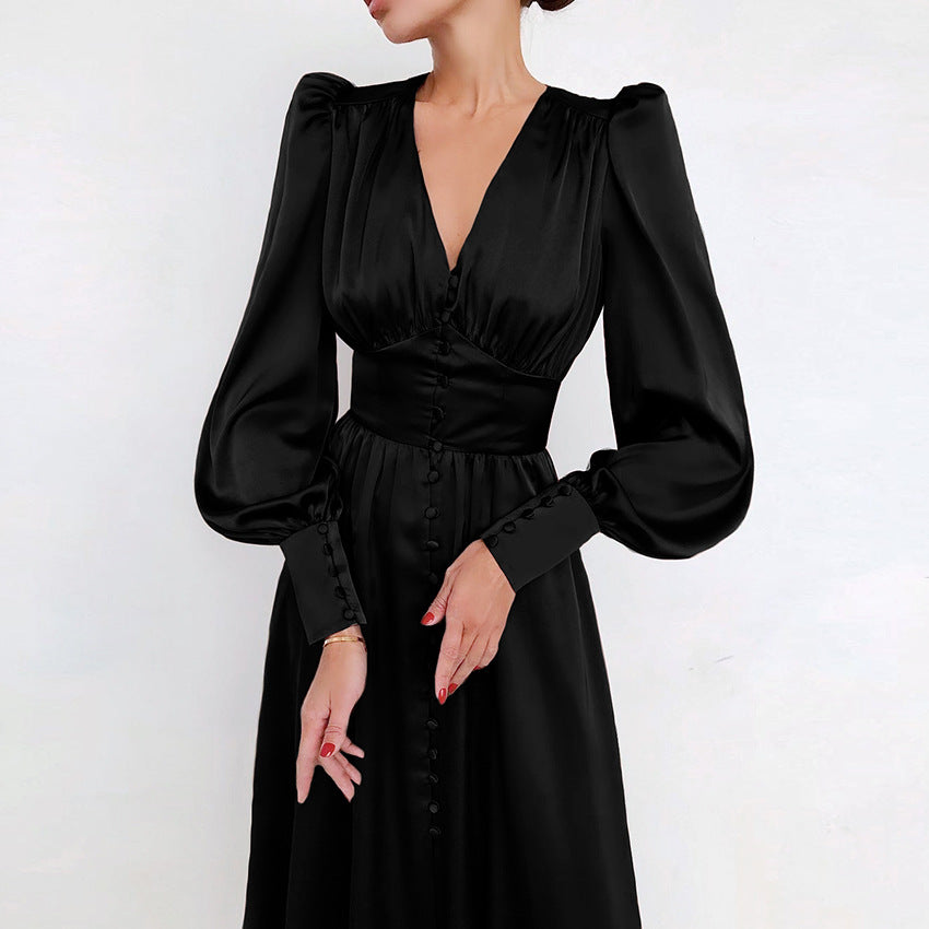Dress | Elegant Satin Dress with Flowy Silhouette