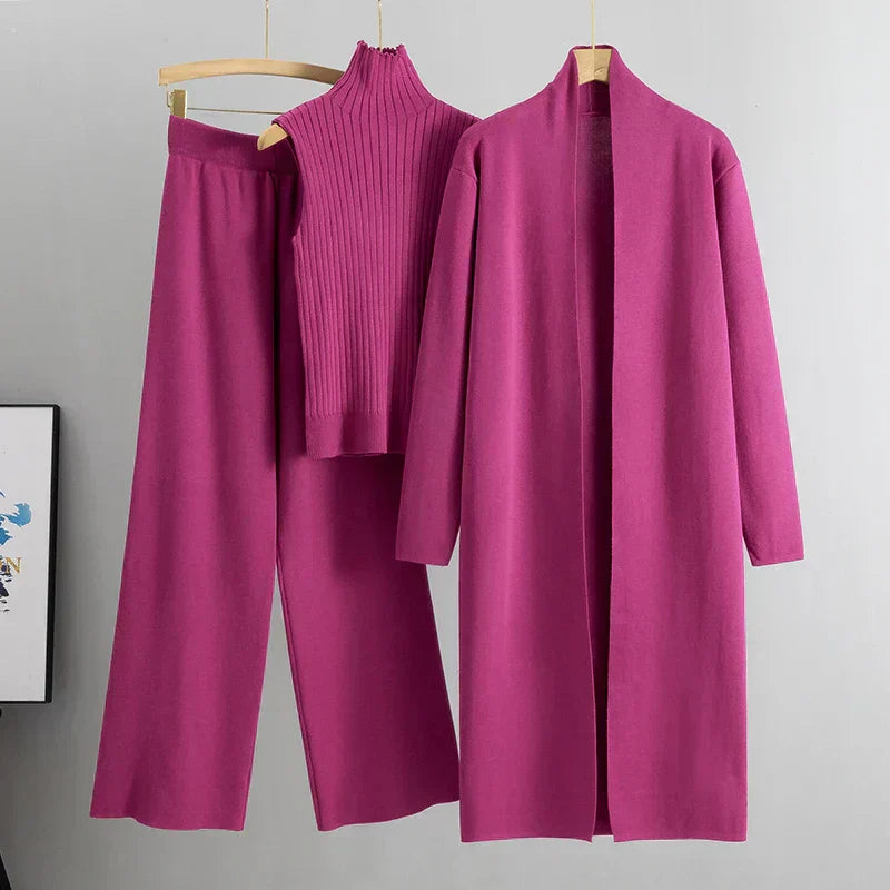 Three-Piece Set | Cozy Sweater, Pants, and Cardigan