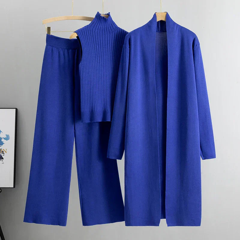Three-Piece Set | Cozy Sweater, Pants, and Cardigan
