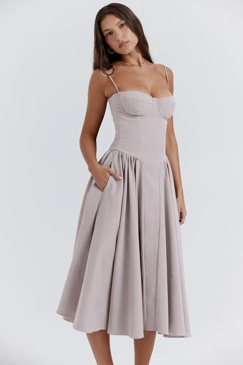 Dress | Strapless Sweetheart Neckline Midi Dress