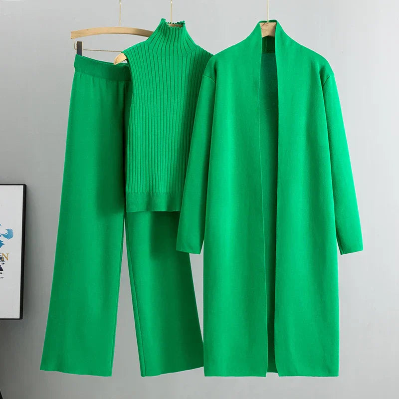 Three-Piece Set | Cozy Sweater, Pants, and Cardigan