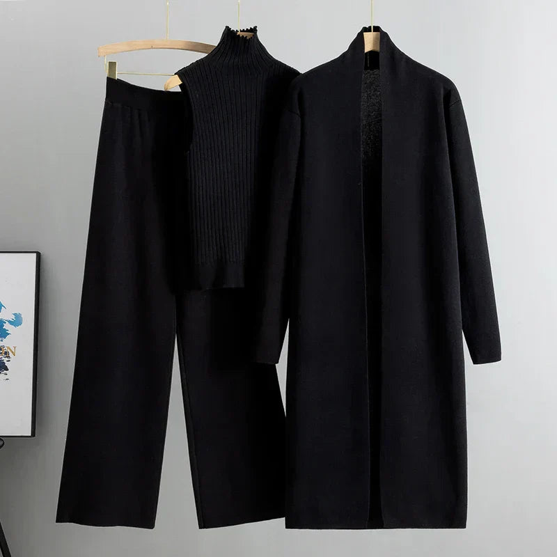 Three-Piece Set | Cozy Sweater, Pants, and Cardigan