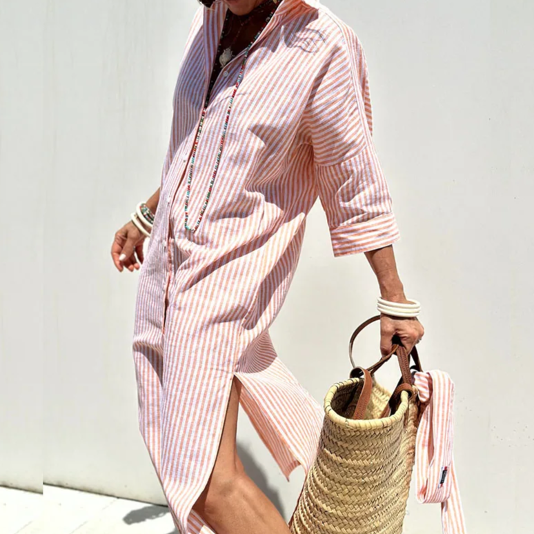 Dress | Striped Cotton Shirt Dress
